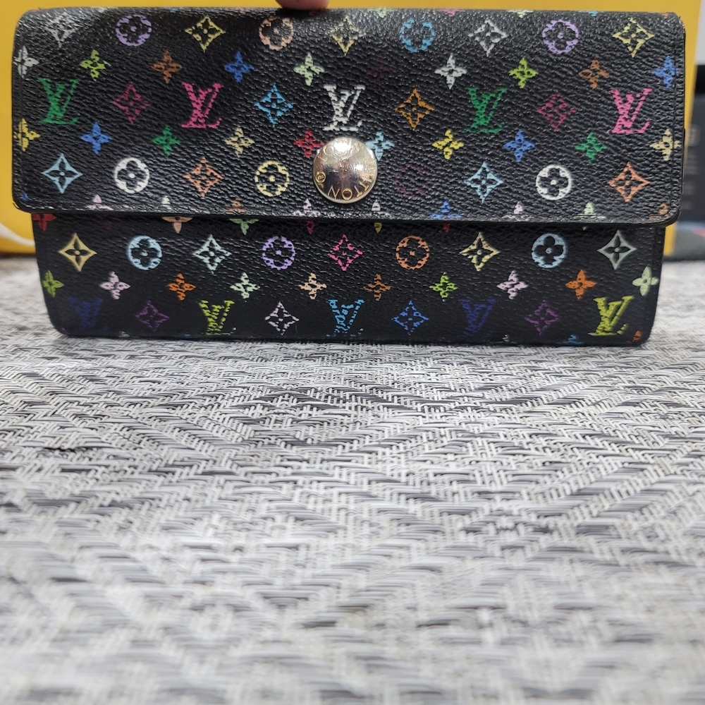 Louis vuitton rare vintage multicolor continental Sarah wallet with chain attach